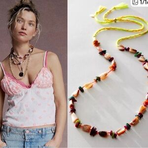 Free People x Ariana Ost At The Market Necklace Pink NWT Convertible Belly Chain